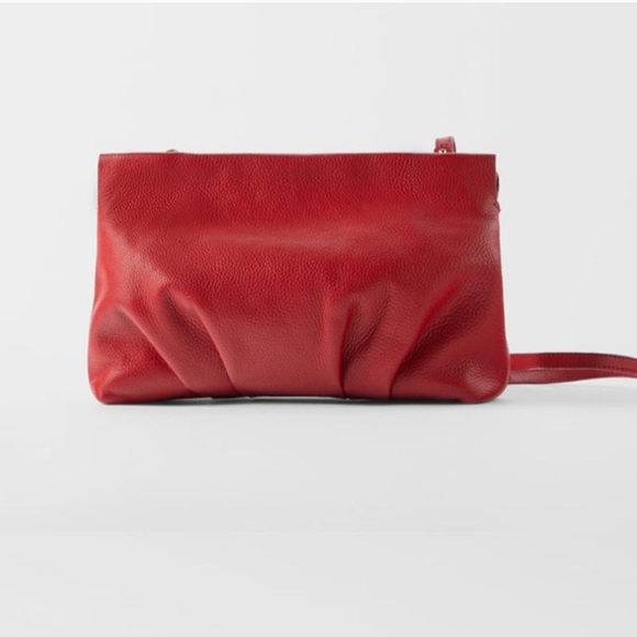 ZARA Gathered Leather Crossbody Shoulder Bag - Picture 8 of 8